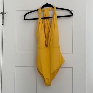 Lulus Yellow Halter Swimsuit- new with tags